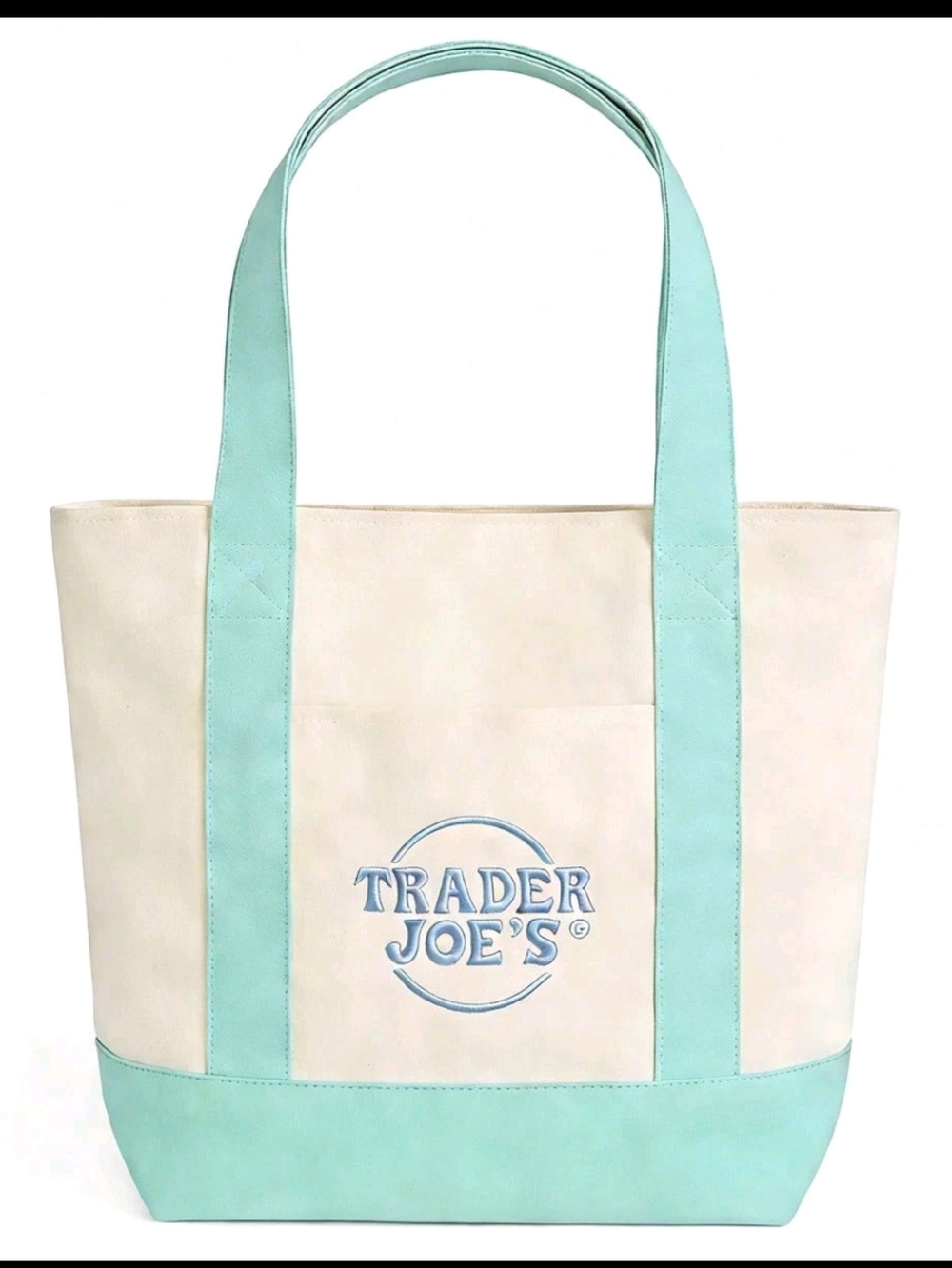 Green And Blue Trader Joes Canvas Mini Bag